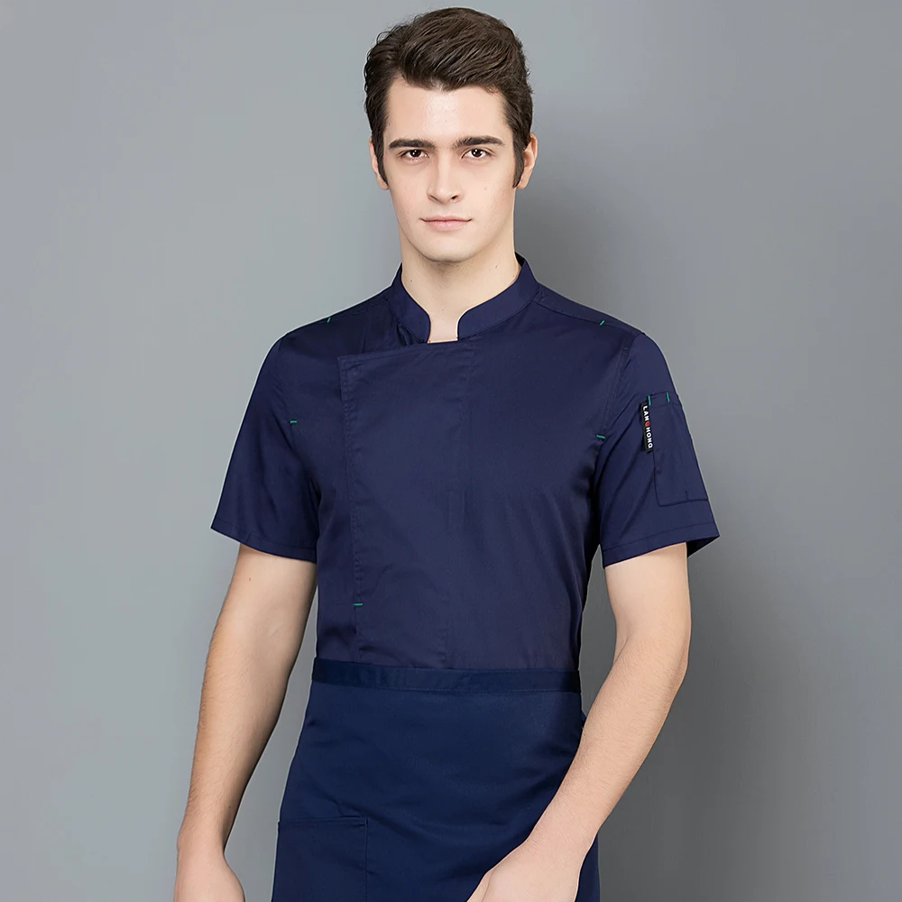 sanxiaxin short sleeved Chef Jacket men and women Hotel Restaurant Kitchen Chef Uniform shirt work clothes professional clothing - Цвет: clothes