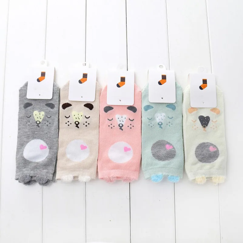 Fashion 5 Pairs Women Cute Girls Socks 3D Ear Cartoon Animal Zoo Cotton Soft Sox Creative Kawaii Funny Socks Lady Art Sock Meias