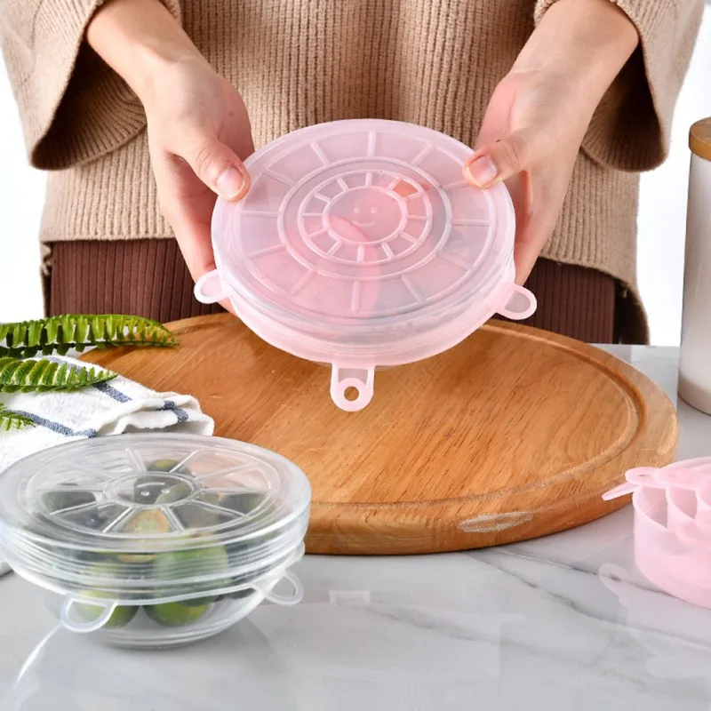 

Vacuum Stretch Lids Saran Wraps Organization Food Wraps Reusable Silicone Food Fresh Keeping Sealed Covers Silicone Seal