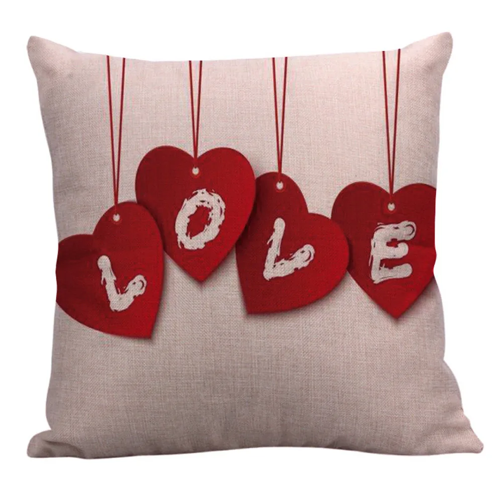 Hot Sale 3PC Happy Valentine Pillow Covers Linen Sofa ...