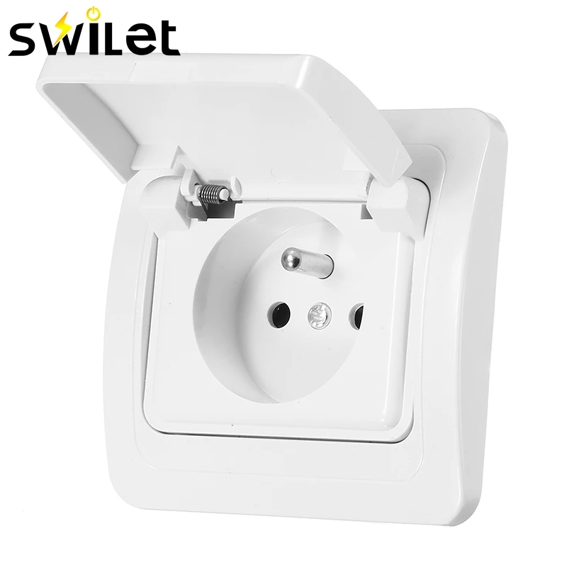 

SWILET 250V 16A 82x82mm EU Plug Wall Waterproof Socket Charger Port Outlet Power Adapter Outlets White Plate