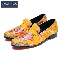 Christia Bella/Мужские модельные туфли с цветочной вышивкой в британском стиле; модные лоферы; обувь для свадьбы, выпускного, без шнуровки; Мужская официальная обувь; тапочки для курения