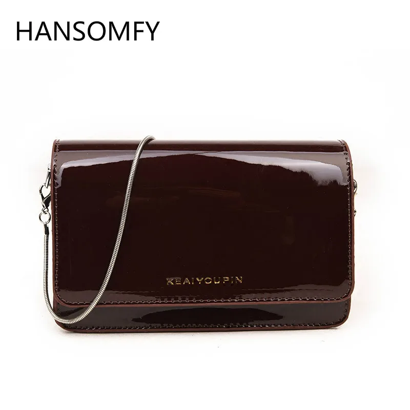

HANSOMFY| Flap Lattice Chain Shoulder Bag PU Leather Evening Bag Lock Cover Panalled Handbag Elegant Women Bag