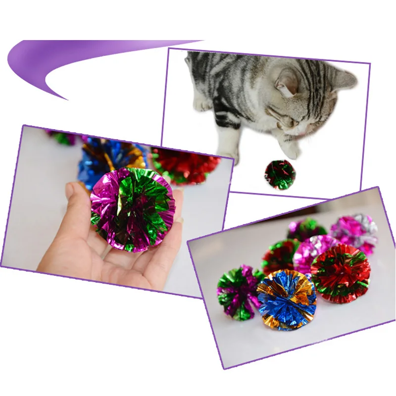 6pcs/lot Diameter 5cm Mylar Crinkle Ball Cat Toys Interactive Colorful Ring Paper Pet Toy For Cats Kitten 6pcs/lot Diameter 5cm Mylar Crinkle Ball Cat Toys Interactive Colorful Ring Paper Pet Toy For Cats Kitten