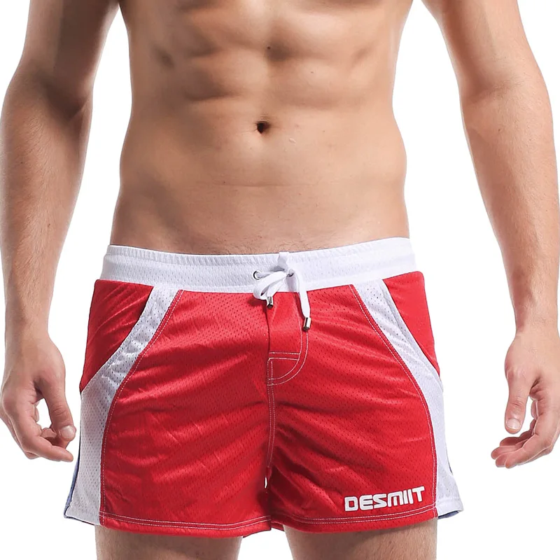 Сетчатые мужские шорты для плавания, бермуды, Пляжные штаны для серфинга, Купальники DESMIIT, мужские пляжные шорты, летний купальник, быстросохнущие плавки - Цвет: G402 Red
