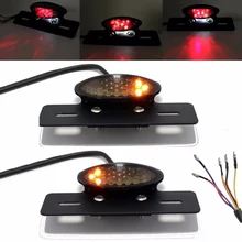 Motorcycle Bobber LED Tail Brake Light Red Yellow Rear Turn Signal License Number Plate Integrated font