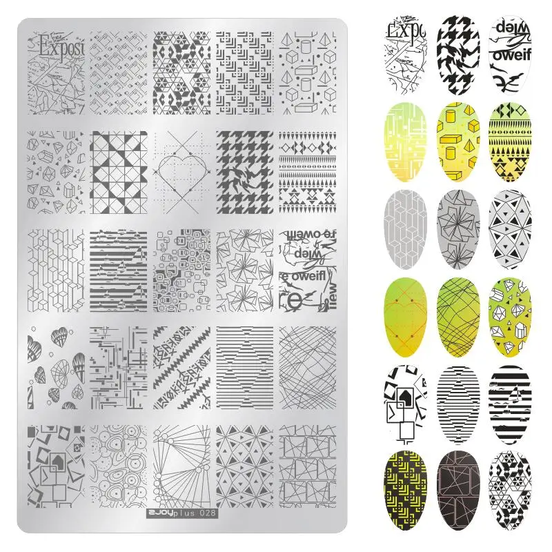 ZJOY-PLUS большой шаблон мечта ловить геометрию животное цветок шаблон дизайн ногтей лак штамповки пластины 3D Трафарет для ногтей штамп - Цвет: 28