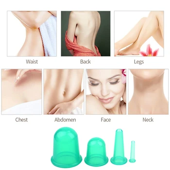 

4PCS Chinese Medicine Vacuum Cupping Cans Portable Silicone Suction Relaxation Body Massage Cupping Cups Beauty Device Tools 44