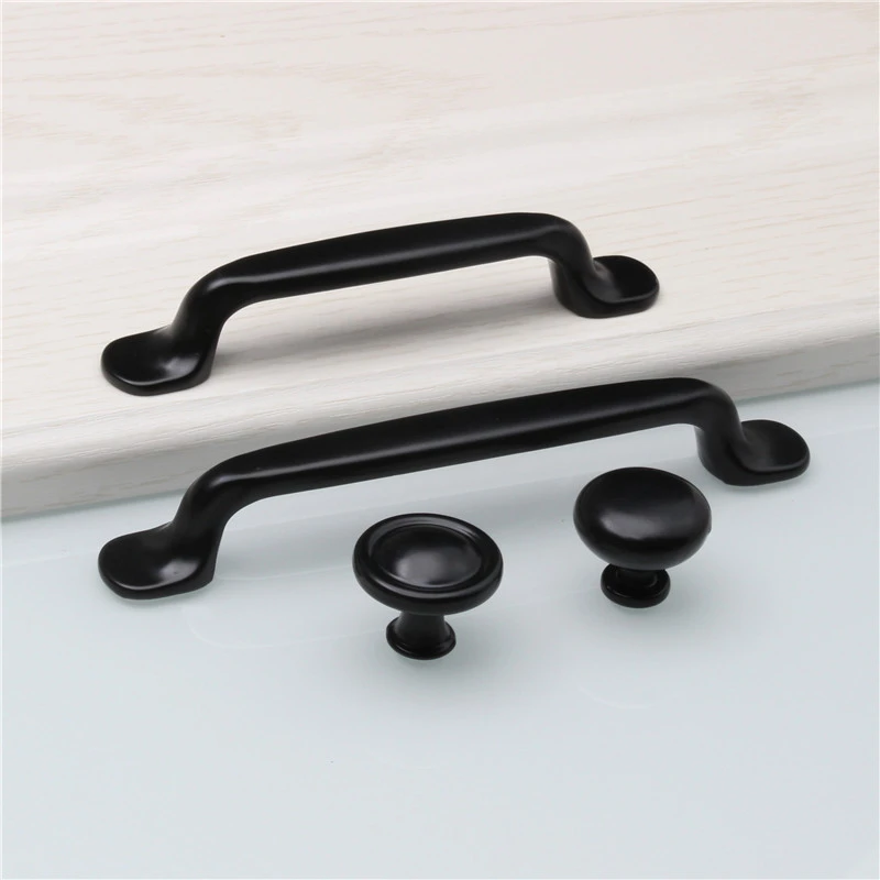 Durable Aluminum Alloy Black Door Handle For Furniture Drawer Kitchen
