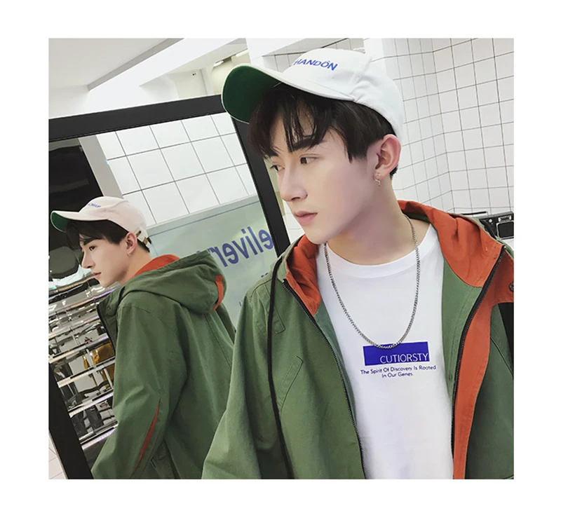 Army Green Trench Coat Men Korean Style Fashion Clothing Male Hooded Trench Coat Jacket Mens  (1)