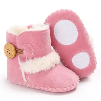 

2018 Newborn Super Warm Snowfield Wooden Buttons Boots Winter Baby Boots Girls Boys Rubber Soled Shoes Infant Toddler