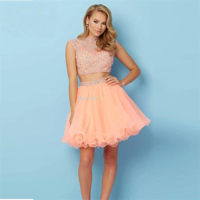 peach short prom dresses