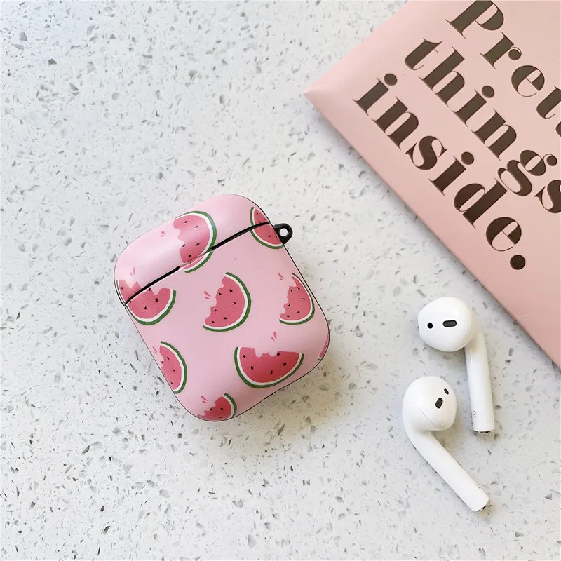 Cute Avocado Watermelon Matte Earphone Cases For Apple Wireless Bluetooth Headset Airpods 1 2 Protection Skin Accessories Cover