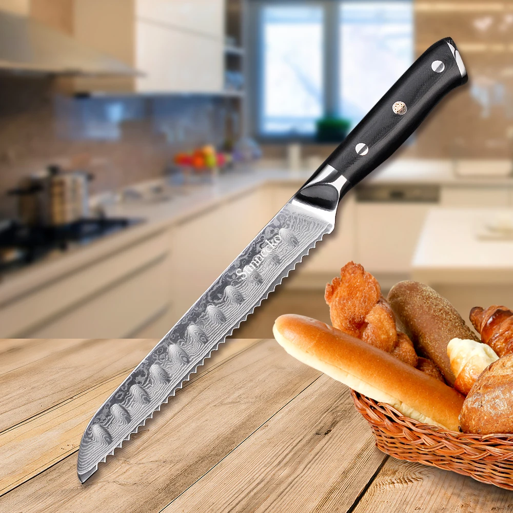 SUNNECKO 7 шт. Кухня Ножи набор шеф-повар хлеб Santoku нож для очистки овощей Ножи 73-Слои Дамаск VG10 Сталь Sharp Балде режущие инструменты