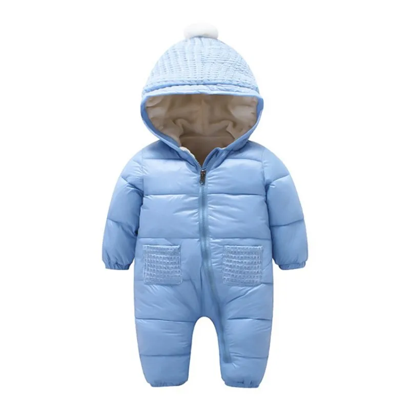 CROAL chery/80-120 см; Одежда для новорожденных мальчиков; флисовые бархатные зимние комбинезоны для девочек; зимний комбинезон - Цвет: Небесно-голубой