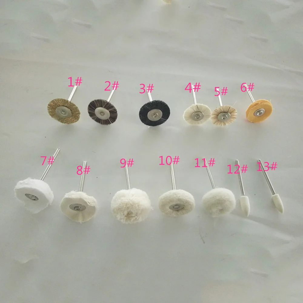 13pcs Dental Lab Brush Polishing Wheel Cloth Polishers for Rotary Tools