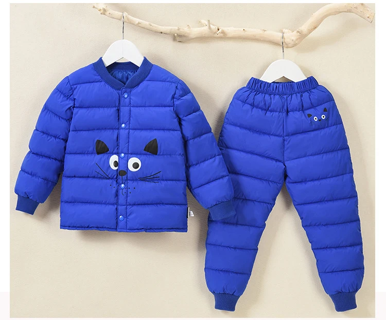 HYLKIDHUOSE/зимние комплекты одежды для маленьких девочек и мальчиков; теплые пальто с героями мультфильмов; штаны; комплекты одежды для малышей; костюм для младенцев