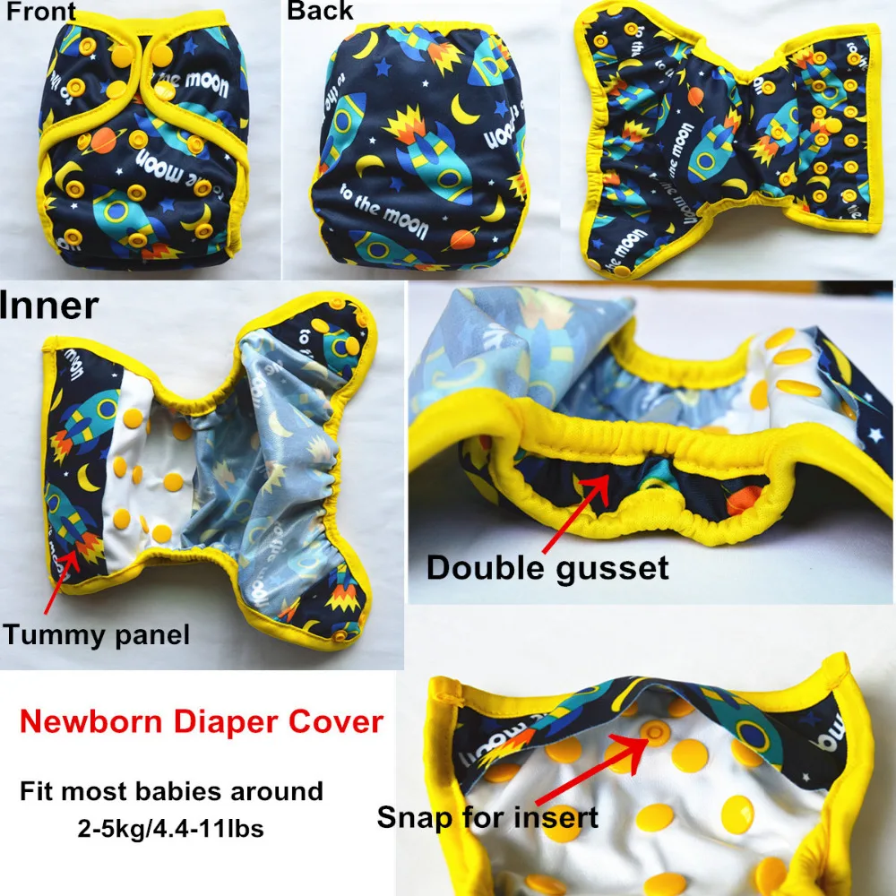 [Sigzagor] 3 Новорожденные детские тканевые подгузники с чехлами подгузники, регулируемые водонепроницаемые PUL две застежки, 8-10 фунтов, 2-5 кг, 40 вариантов
