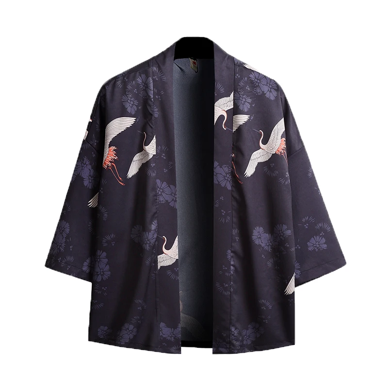 

2019 summer Chinese style kimono jacket Cool Japanese cardigan coat Hiphop embroidery Streetwear Open Stitch thin Coats M-5XL