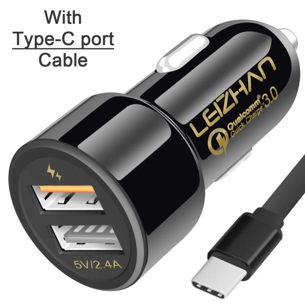 LEIZHAN Car Charge USB 3 0 Fast Charging Cell Phone Charger For Iphone X 8 7 6s Plus Samsung 