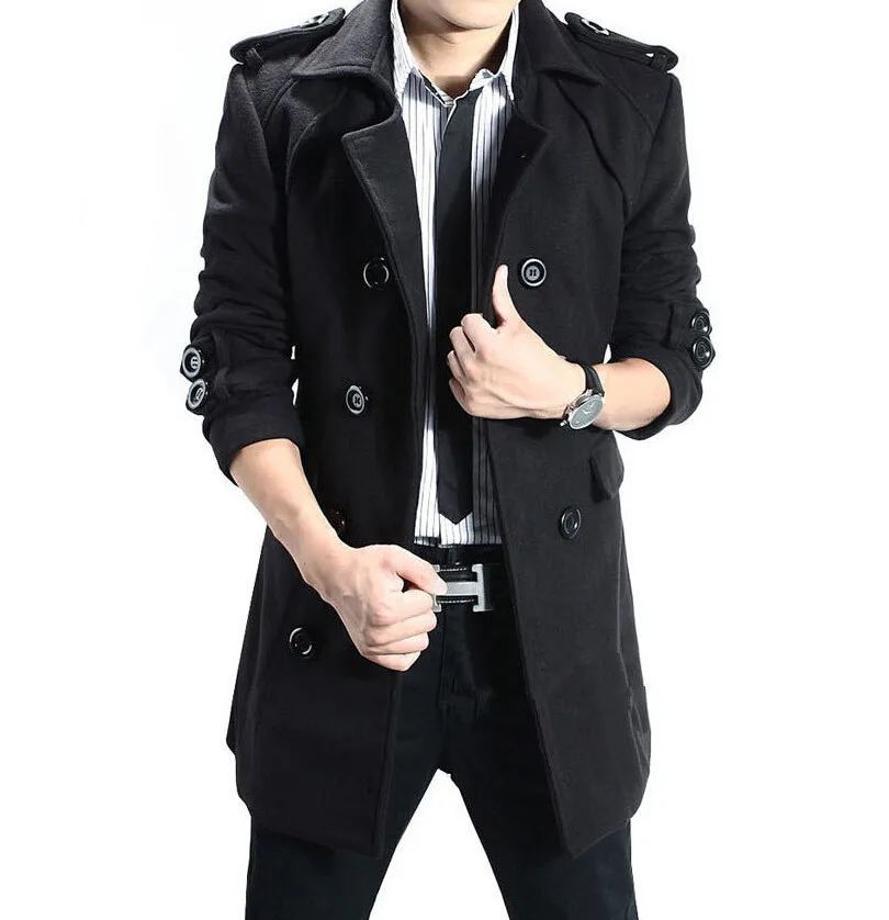 Осенне-зимняя мужская мода пальто Sobretudo Masculino Толстая теплая куртка casaco пальто для мужчин Slim Fit длинный плащ пальто Peacoat