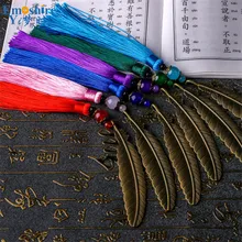 Закладка с Мягкая бумага коробка металлические закладки перо кисточкой Закладка Классическая Творческий подарок ручной работы друзьям M128