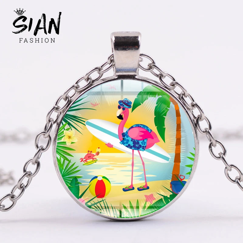 SIAN Hot Tropical Rainforest Flamingo Necklace Birthday Hawaiian Theme Party Jewelry Creative Cute Long for Women Girls | Украшения и