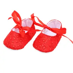 Малыш обувь для маленьких девочек кружева вышитые Мелкий рот первых шагов модные дети принцесса обувь
