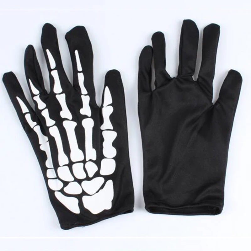 Punk Black Dancing Skeleton Gloves Devil Skull Gloves Hip Hop Finger Gloves Halloween Costume