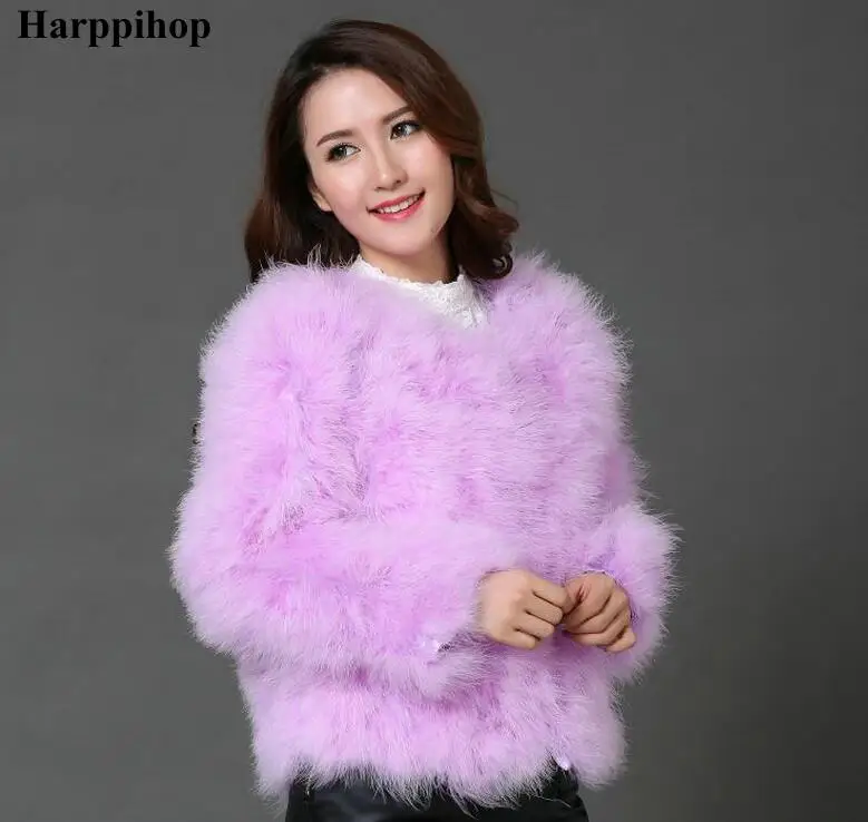 Женское модное пикантное короткое пальто angelababy из страусиной шерсти и 2020 с мехом
