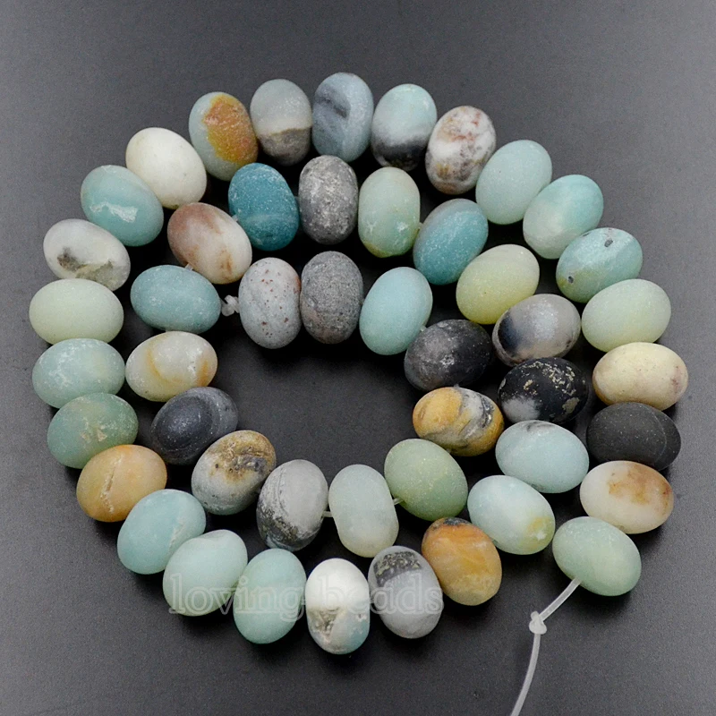 

5Strands/Lot Matte 8x12mm Natural Multi color Amazonite Gem stone Rondelle Beads 15.5" Diy Jewelry Making