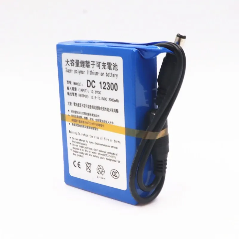 Высококачественный DC 12 V 3000 mAh литий-ионная сверхмощная перезаряжаемая батарея с вилкой для камер видеонаблюдения батареи Baterias Bateria