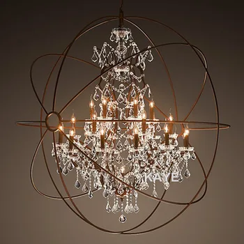 

Modern Vintage Orb Crystal Chandelier Lighting Rustic Candle Chandeliers LED Pendant Hanging Light for Home Hotel Decoration
