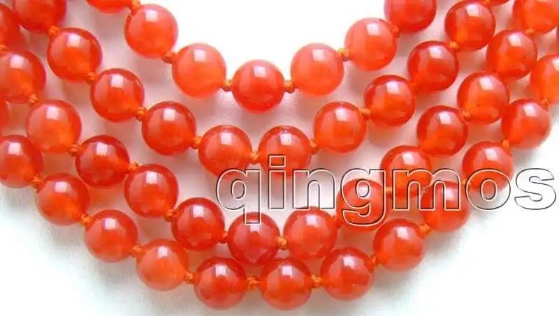 Пышное! 4 нити 8 мм круглый красный камень 18-19-20-2" necklace-nec5181