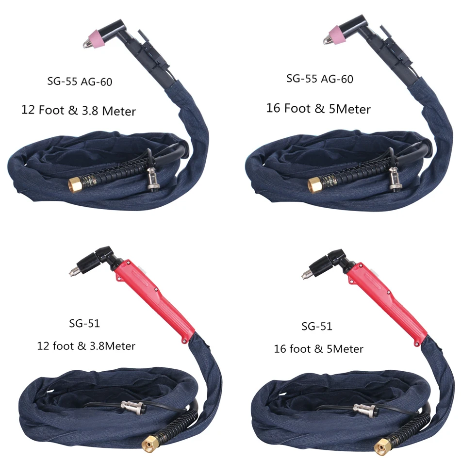 

12 Foot & 3.8 Meter/16feet 5M SG51 SG55 AG60 Plasma Cutter Cutting Torch Complete Cutting Gun cutter knife WSD60