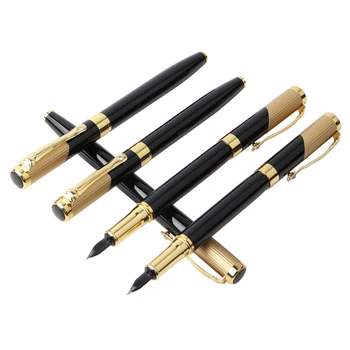 

1PCS Baikingift High Quality Fountain Pen Metal Gold With Black 0.55mm Full Metal Luxury Pens Office School Stationery Supplies