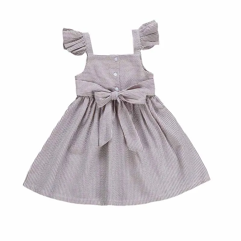 Toddler Kids Baby Girls Clothes Stripe Sleeveless Pageant Party Princess Dress