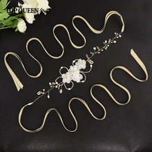 TOPQUEEN SH62 органза цветок ремень Свадебный аксессуар из горного хрусталя пояс для невесты Свадебные аксессуары ручной работы Цветы тонкие ремни