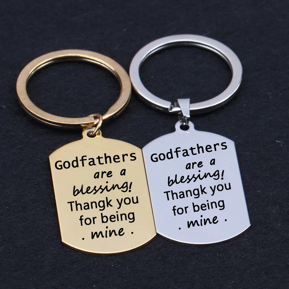 

Godfathers Letters carved Pendant Christ Keychain Women Men's Gifts Car Keys Ring Tag charm keys holder God bless dog tag car