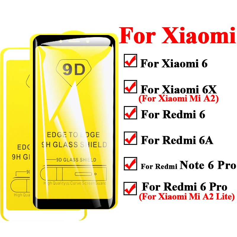 9D Защитное стекло для xiaomi Red mi Note 6 Pro защита экрана Redme 6A 6X A2 Not Lite Terpered Glas Ksio Xiaomei