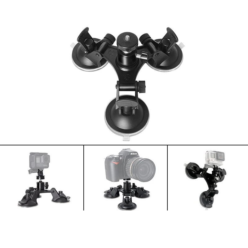 

Tripods For Action Camera 3x Suckers Fixation Low Angle Removable Suction Cup Tripod Mount for Surfboard Car for GOPRO HERO3 3+4