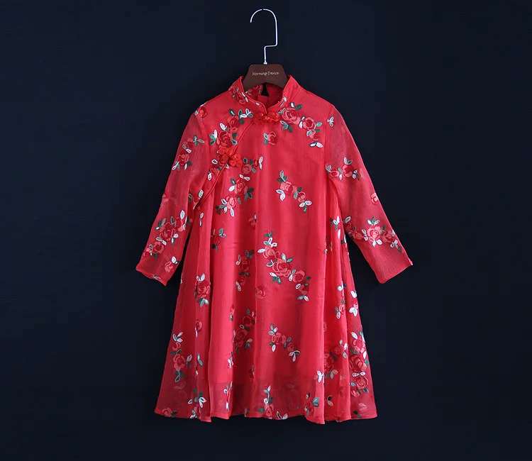 Crianças da Família de Mãe e Filha Vestido de Crianças Meninas da Mamã Primavera Vestido Combinando Bordado Chinês Mulheres Custom Made Cheongsam 5 crianças meninas da mamã mulheres custom made vestido cheongsam