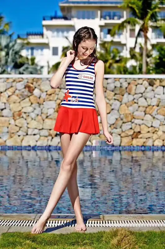 2017 Swimwear Girl Cute Starfish Stripe Sport Bathing Suit Wholesale