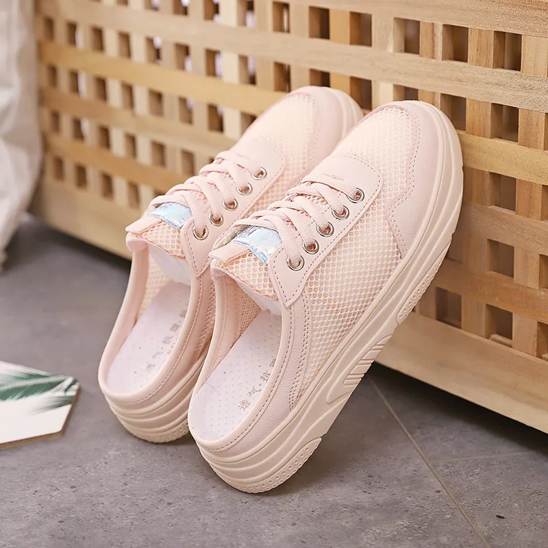 2019 Small White Platform Shoes Woman One Pedal Women's Shoes Nothing Heel Dawdler Shoes Tide Sneakers Zapatos De Mujer Sneaker