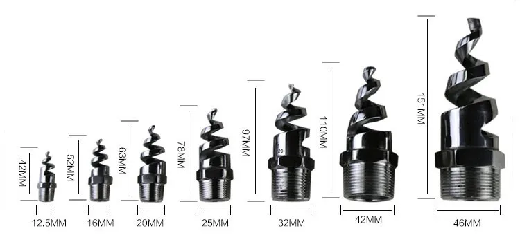 1/"(dn15) SS316 конусная спиральная струя, спиральная насадка из нержавеющей стали для полива и орошения сада и газона