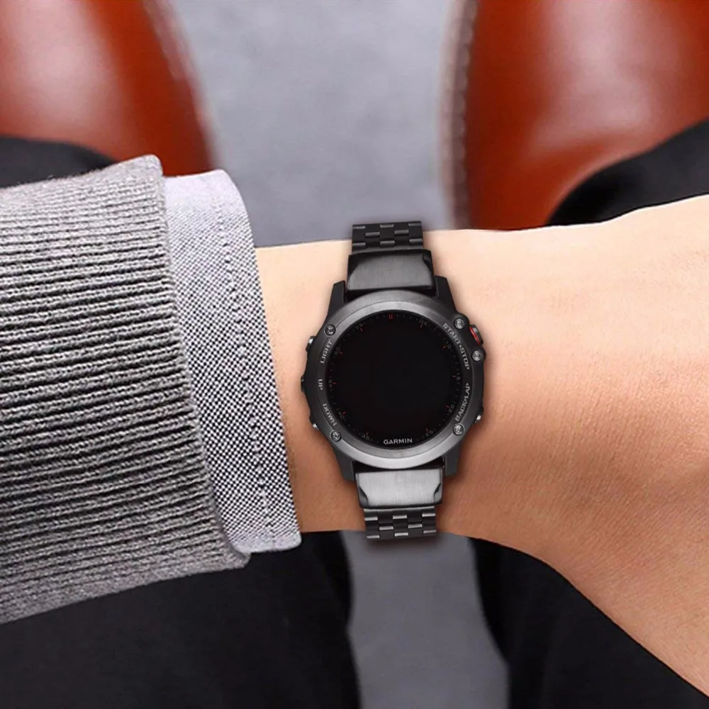 Ремешок из нержавеющей стали для наручных часов Garmin Fenix 6X /6X Pro Sapphire / 5X /5X Plus 3/ 3