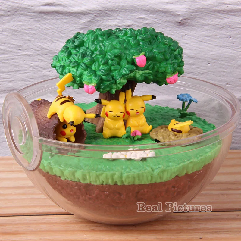 

Terrarium Re-ment Monster pika Vine Palace Miero Landscape Crystal Ball Figure Pika-chu PVC Collectible Model Toy