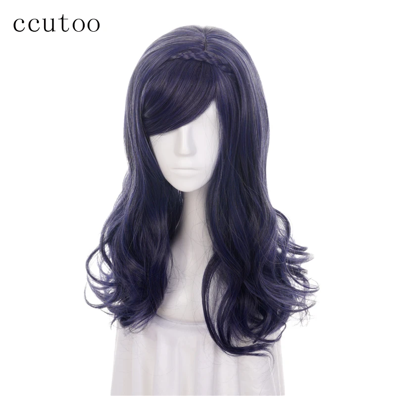 

ccutoo Descendants 2 Evie Child Kids Synthetic Braid Styled Hair Cosplay Wig Blue Grey Mix Halloween Party Costume Wigs 65cm