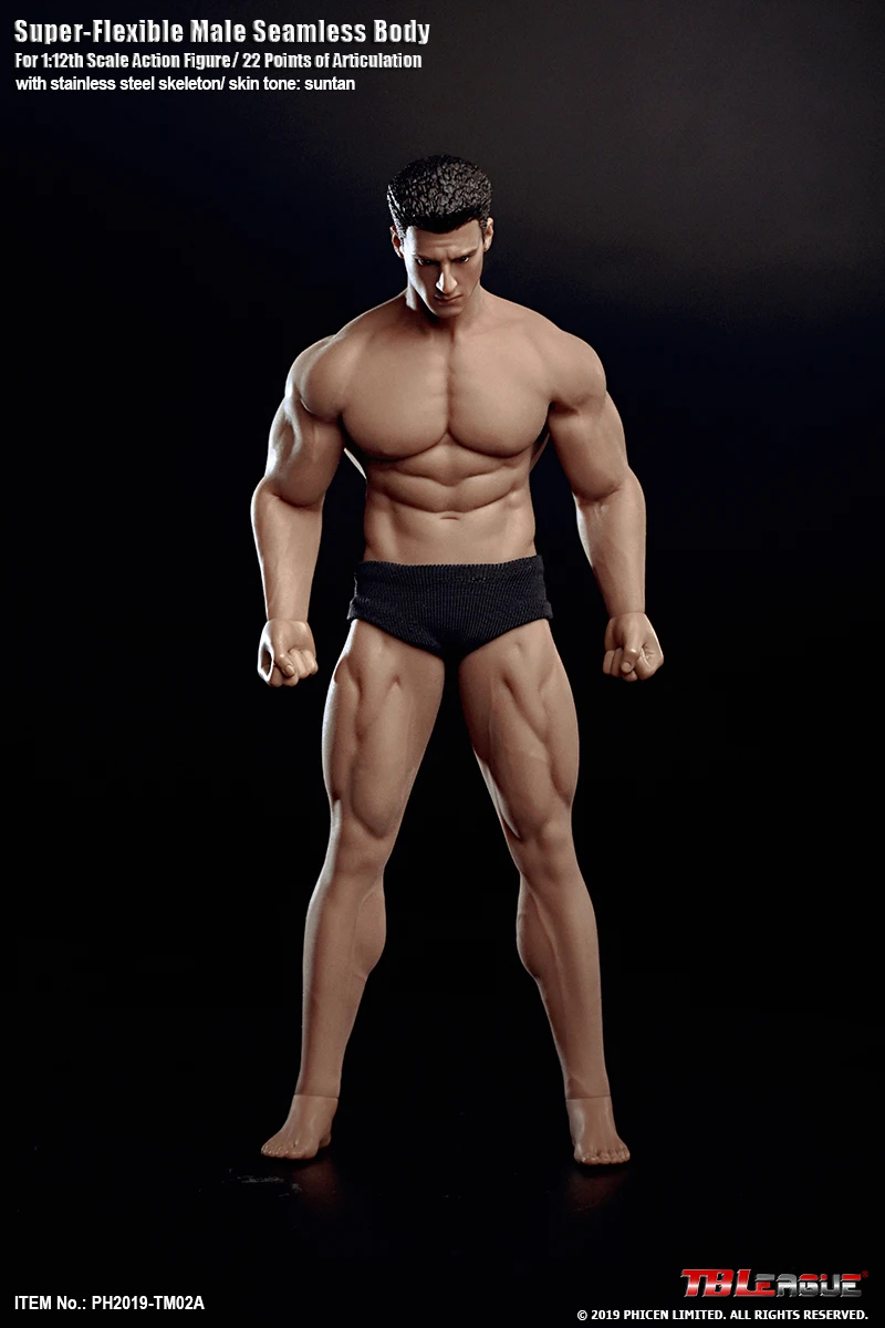 1/12 Scale TBLeague Male Muscle Seamless Body 6'' Action Figure Toy PH2019-TM02A 