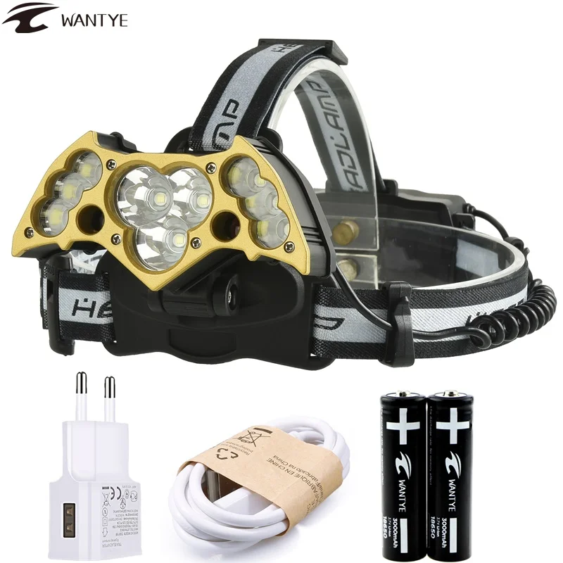 

30000Lm 9xXML T6+2Red LED Headlamp USB Headlight Flashlight Head Torch 18650 Rechargeable Outdoor Camping Fishing Lantern